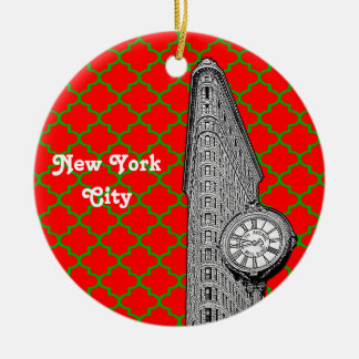 NYC Flatiron Gebäude Red Grn Quarto Xmas Keramikornament