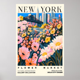 NYC Flower Market Art Print Urban Floral Cityscape Poster