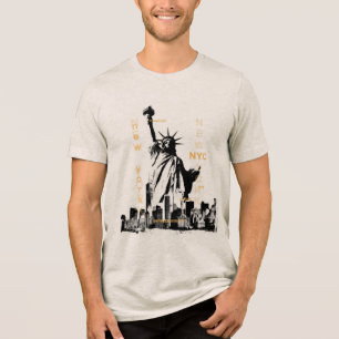 Nyc Freiheitsstatue Manhattan Herren Hochwertig Tri-Blend Shirt