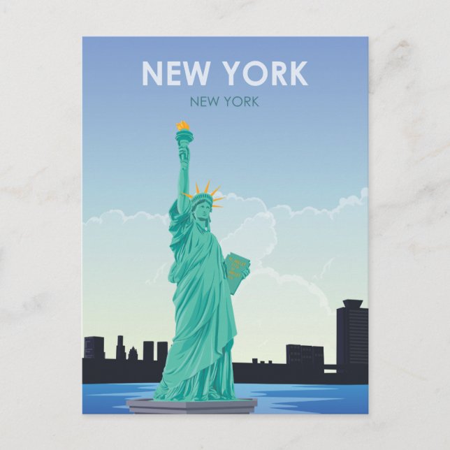 NYC-Freiheitsstatue Vintage - Save the Date Postkarte (Vorderseite)