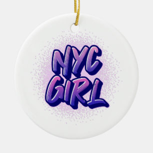 NYC Girl Graffiti Style Keramik Ornament