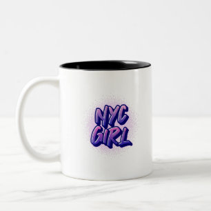 NYC Girl Graffiti Style Zweifarbige Tasse