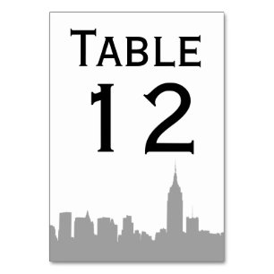 NYC Graue Skyline-Silhouette-Tabellennummer Tischnummer