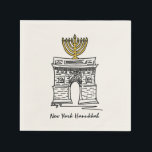 NYC Hanukkah Washington Square Arch Menorah Serviette<br><div class="desc">Napkins bietet eine originelle Marker-Abbildung einer klassischen New Yorker City-Sehenswürdigkeit, dem Washington Square Arch, der für die Feriensaison "gekleidet" ist! Diese Chanukah Illustration ist auch auf anderen Produkten verfügbar. Sehen Sie nicht, wonach Sie suchen? Brauchen Sie Hilfe bei der Anpassung? Kontaktieren Sie Rebecca, um etwas für Sie entworfen zu haben....</div>