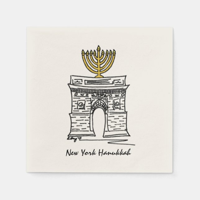 NYC Hanukkah Washington Square Arch Menorah Serviette (Vorderseite)