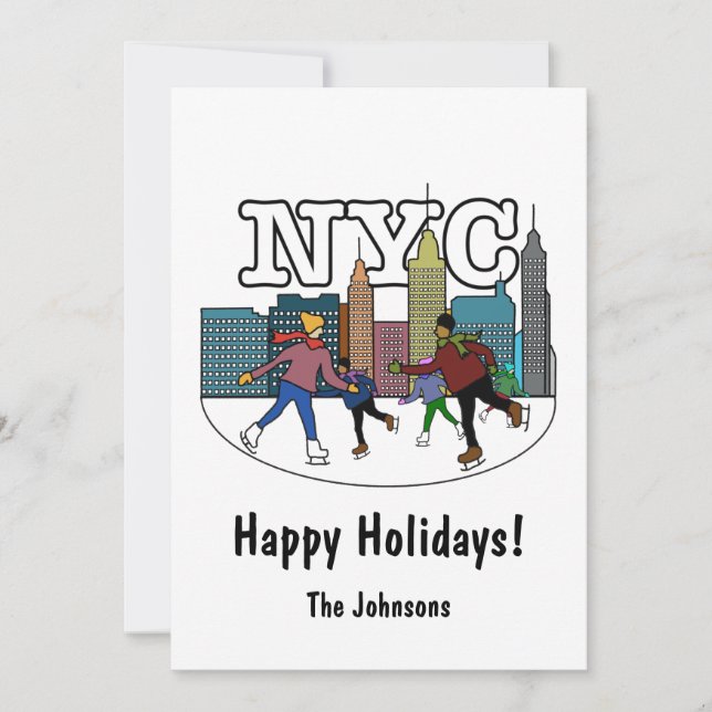 NYC Ice Skaten Holiday Card Feiertagskarte (Vorderseite)