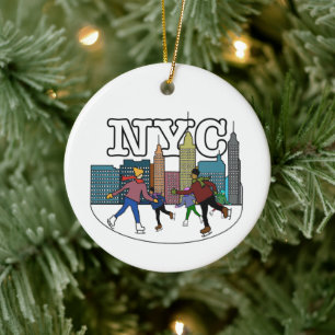 NYC Ice Skaten Keramik Ornament