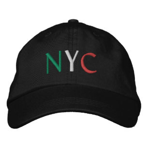 NYC Italy Flag Colors Green White Red auf Black Bestickte Baseballkappe
