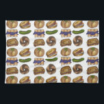 NYC Jüdisches Deli Food Pickle Blintz Bagel Knish  Handtuch<br><div class="desc">Das Küchentuch umfasst eine Auswahl klassischer jüdischer Deli-Gerichte der NYC-Kette,  darunter ein Koscherer-Dill-Pickle,  ein frisches Sandwich,  Spinatknish,  Blueberry-Blintzes,  ein Marmorrye-Bagel und einen Bagel mit Lox und Sahne-Käse. Ideal für deinen Lieblings-Feinschmecker!</div>