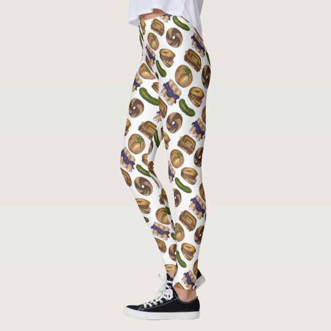 NYC Jüdisches Deli Food Pickle Blintz Bagel Knish  Leggings (Links)