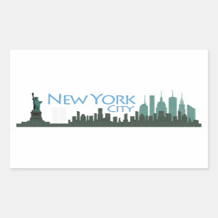 NYC Liberty Skyline Rechteckiger Aufkleber