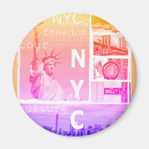 Nyc Liberty Statue Brooklyn Bridge New York City Magnet