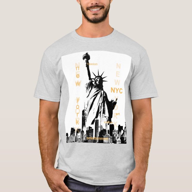 Nyc Liberty Statue New York Mens Ash Gray Trendy T-Shirt (Vorderseite)