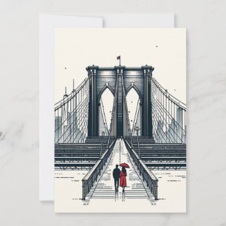 NYC Liebe Vibe - Moderne Brooklyn Bridge Valentine Feiertagskarte