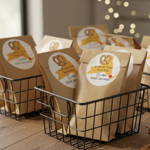 NYC Lokal gewachsene Brezel Favor Baby Shower Runder Aufkleber
