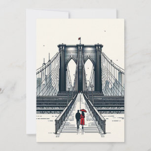 NYC Love Vibe - Moderne Brooklyn Bridge Valentinst Feiertagskarte