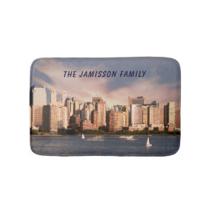 NYC Lower Manhattan Skyline mit Personalisiertem N Badematte