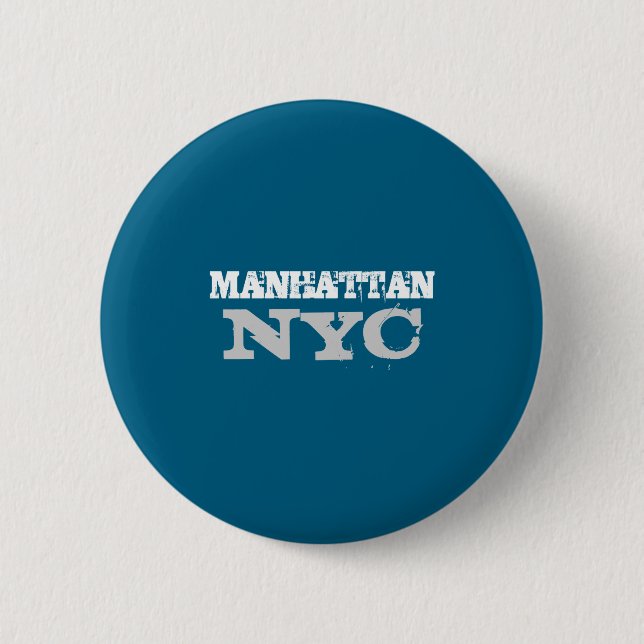 Nyc Manhattan New York City Elegant Black Template Button (Vorderseite)