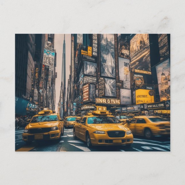 NYC Manhattan Yellow Taxis Postkarte