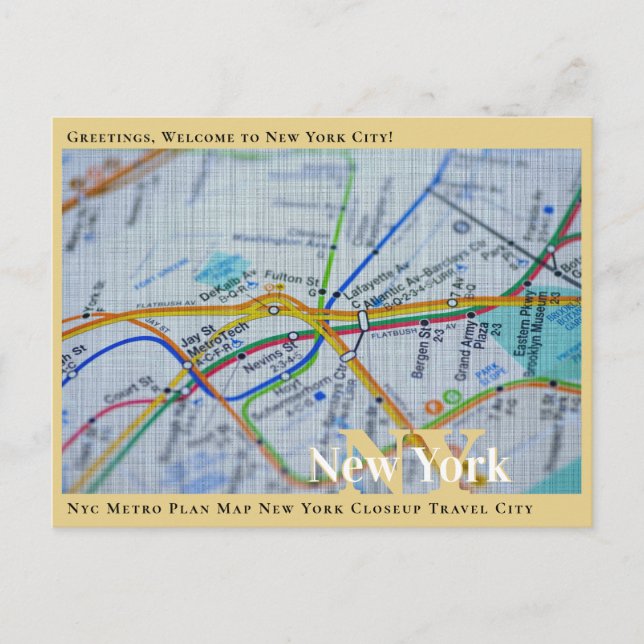 Nyc Metro Plan Karte New York Closeup Travel City  (Vorderseite)