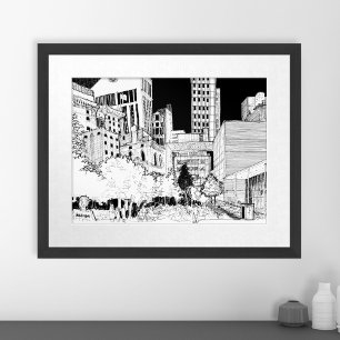 NYC Midtown Museum Skyline Reise Skizze Poster