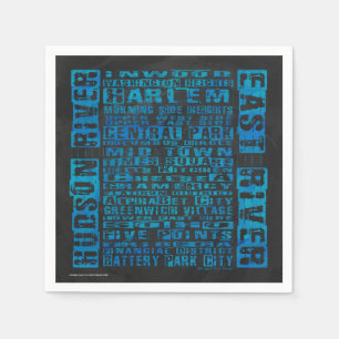 NYC Nachbarschaften blau Serviette