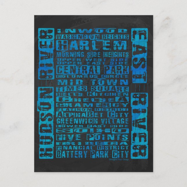 NYC-Nachbarschaften Blue Postkarte (Vorderseite)