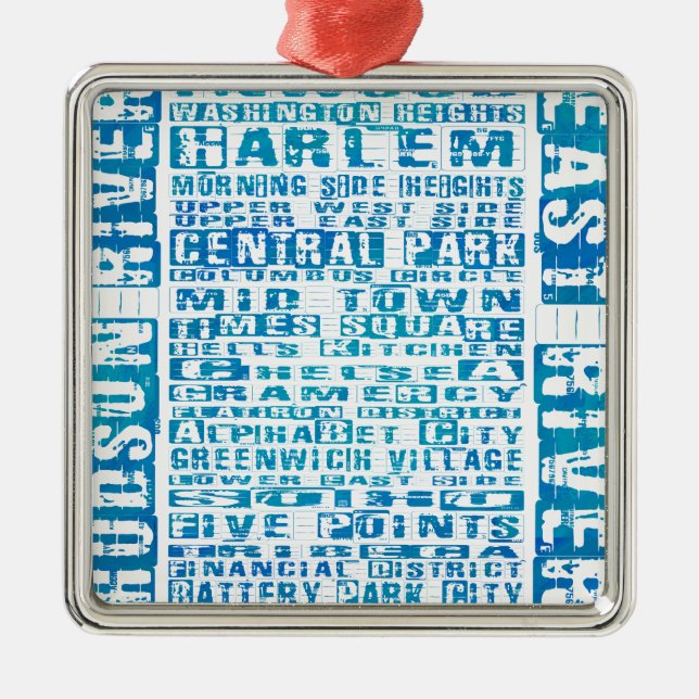 NYC-Nachbarschaften Blue Silbernes Ornament (Vorne)