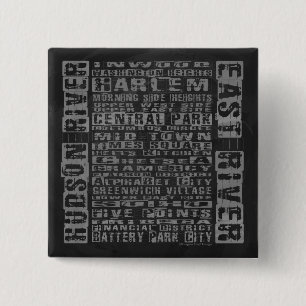 NYC-Nachbarschaften Grau Button