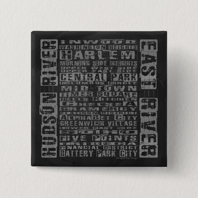NYC-Nachbarschaften Grau Button (Vorderseite)