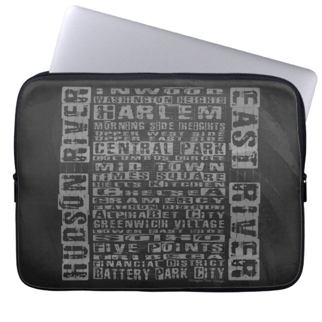 NYC-Nachbarschaften Grau Laptopschutzhülle (Vorderseite)