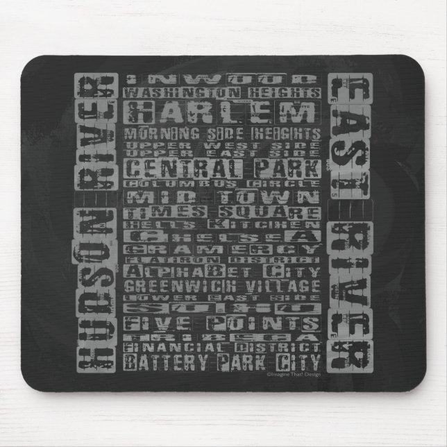 NYC-Nachbarschaften Grau Mousepad (Vorne)