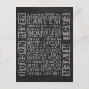 NYC-Nachbarschaften Grau Postkarte