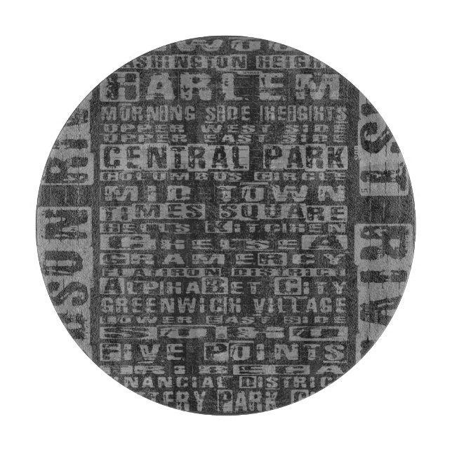 NYC-Nachbarschaften Grau Schneidebrett (Vorderseite)