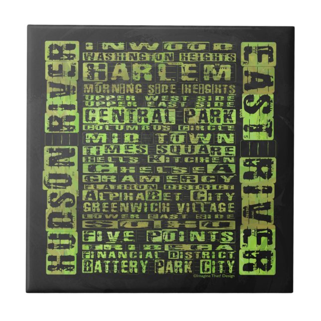 NYC-Nachbarschaften grün Fliese (Vorderseite)