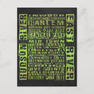 NYC-Nachbarschaften grün Postkarte