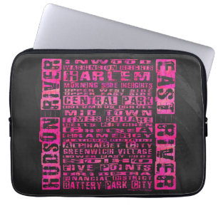 NYC-Nachbarschaften in heißen Rosa Laptopschutzhülle