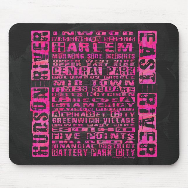 NYC-Nachbarschaften in heißen Rosa Mousepad (Vorne)