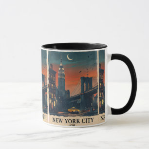 NYC Nacht-Skyline-Kaffeetasse New York City Art Ta Tasse
