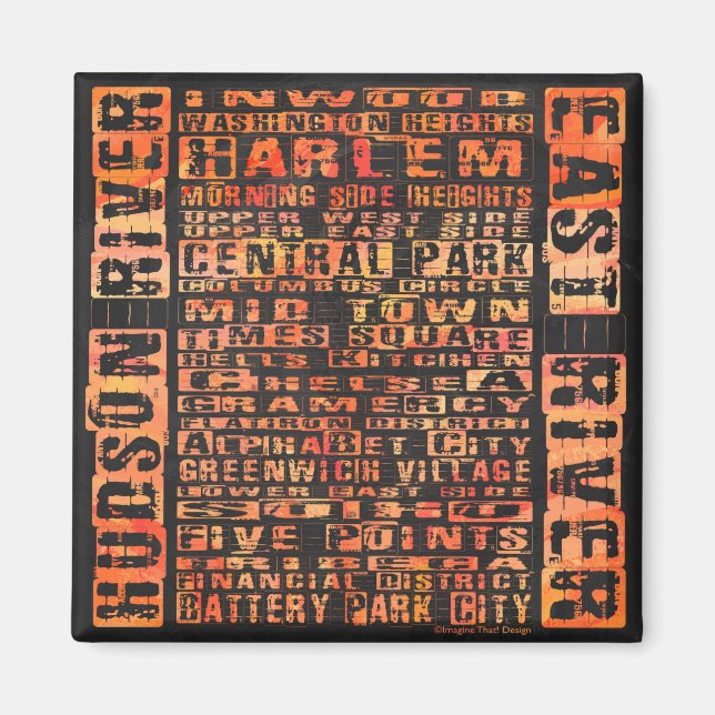 NYC Neighhoods Orange Magnet (Vorne)