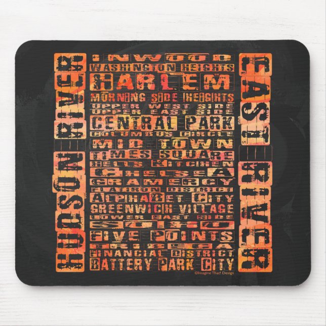 NYC Neighhoods Orange Mousepad (Vorne)
