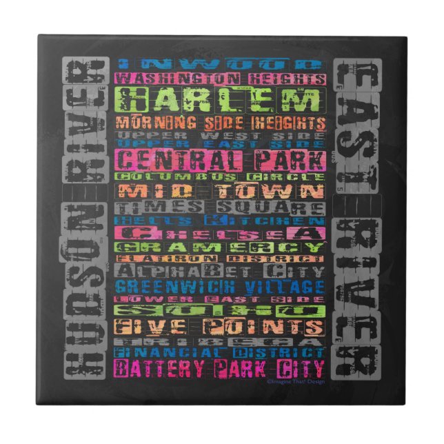 NYC Neighhoods Rainbow Fliese (Vorderseite)