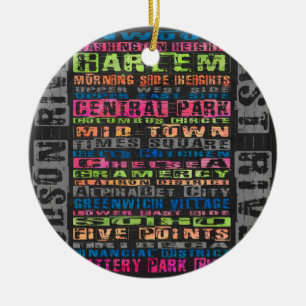 NYC Neighhoods Rainbow Keramik Ornament