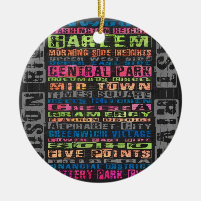 NYC Neighhoods Rainbow Keramik Ornament (Vorne)