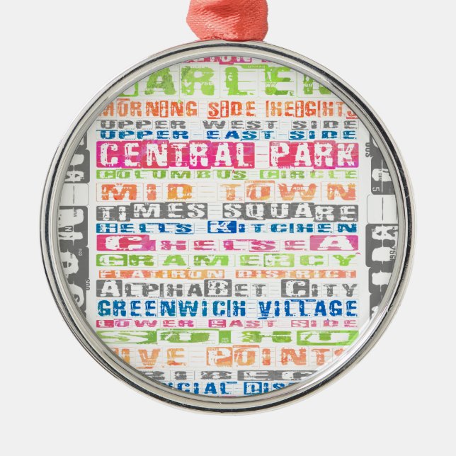 NYC Neighhoods Rainbow Silbernes Ornament (Vorne)
