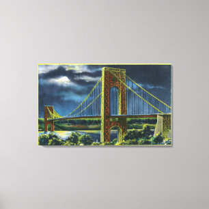 NYC, neue YorkGeorge Washington Brücke nachts 2 Leinwanddruck