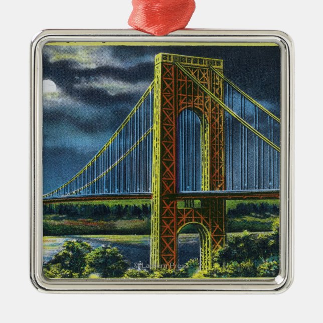 NYC, neue YorkGeorge Washington Brücke nachts Ornament Aus Metall (Vorne)