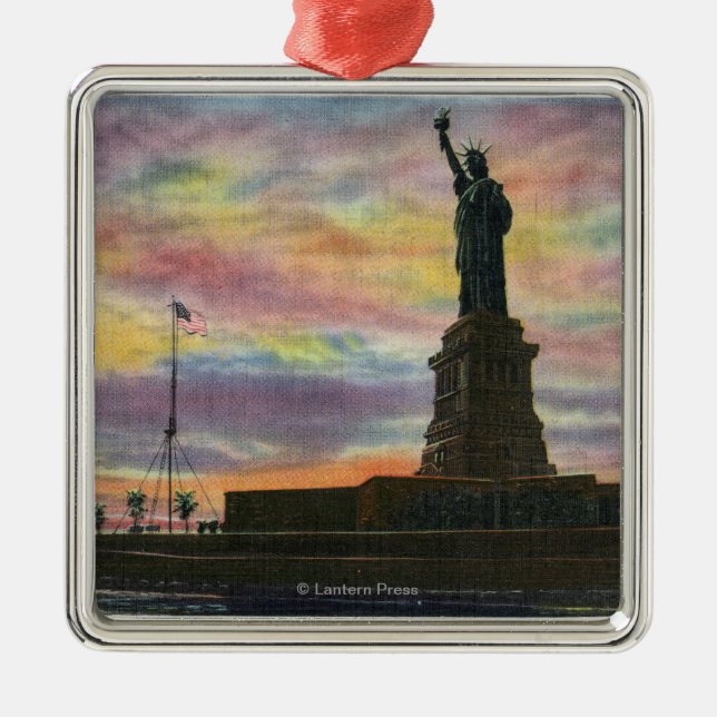 NYC, neue YorkSunrise Ansicht des Freiheitsstatuen Ornament Aus Metall (Vorne)