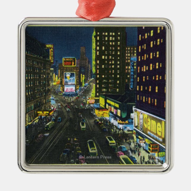 NYC, neues YorkView des Times Square nachts # 1 Ornament Aus Metall (Vorne)