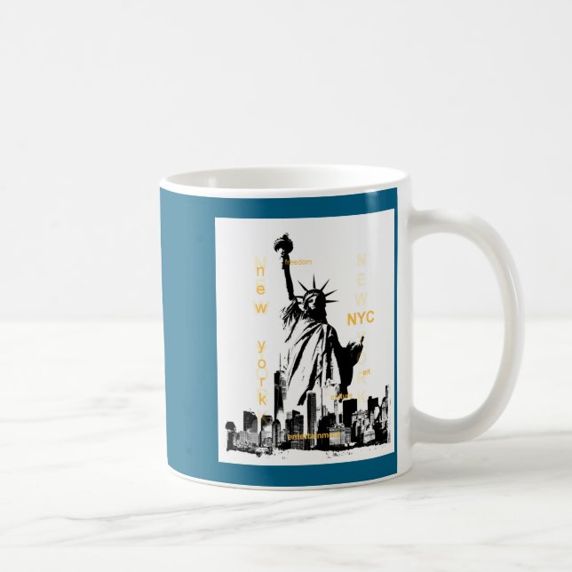 Nyc New York Brooklyn Bridge Liberty Statue Mens _ Kaffeetasse (Rechts)